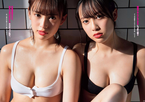 TikTokで人気の双子姉妹じゅりえり 水着姿のグラビア画像