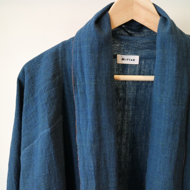 MITTAN ラオスコットンロング羽織りシャツ ミッタン 藍染 ユニセックス 